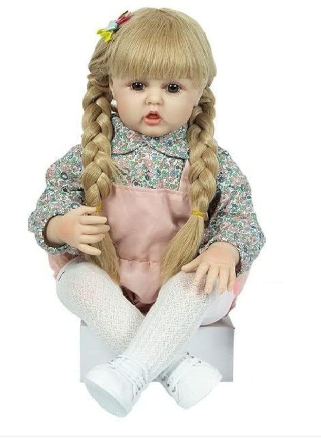 Daji Reborn Baby Dolls Girl, 22 inch Beautiful Lifelike Doll Full Body Vinyl Silicone with Long Hair for Kids, Realistic Newborn Baby Doll with Feeding Toy for Birthday Christmas - Image 1